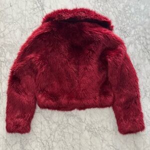 Michael Kors Red Faux Fur Jacket